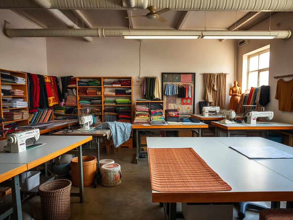 Taller de arte y textil con equipamiento de confección